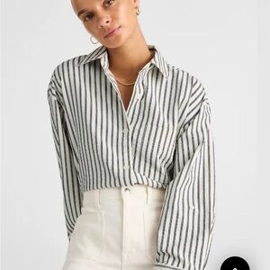 Madewell seersucker straight hem Striped Button Down Shirt